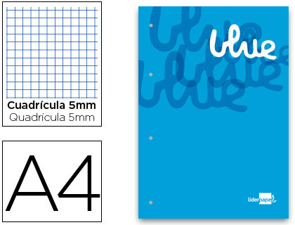 Bloc recambio Liderpapel A4 100h 100 g/m² c/5mm. azul